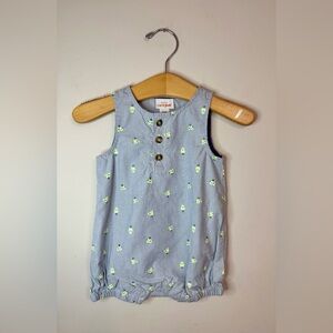 Cat & Jack | Blue Chick Patterned Sleeveless Baby Romper | Size 3-6 Months EUC